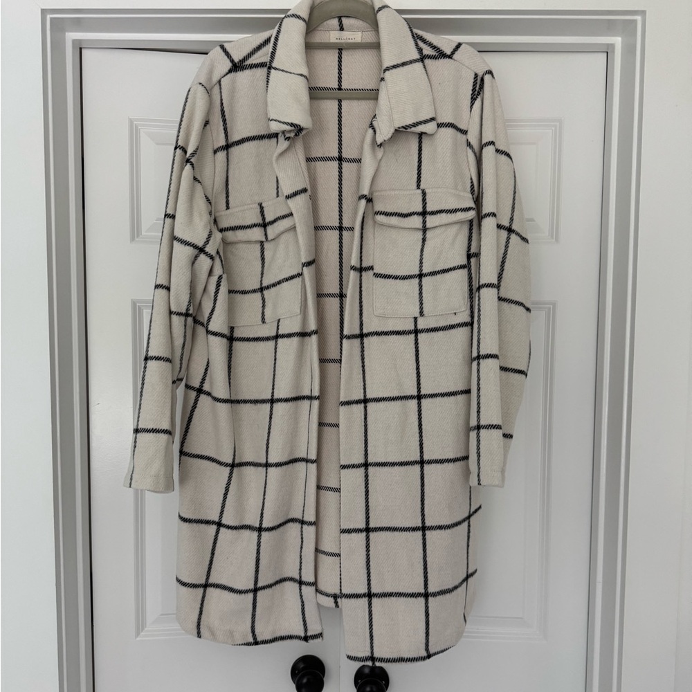 MELLODAY Cream and Black Grid Shacket